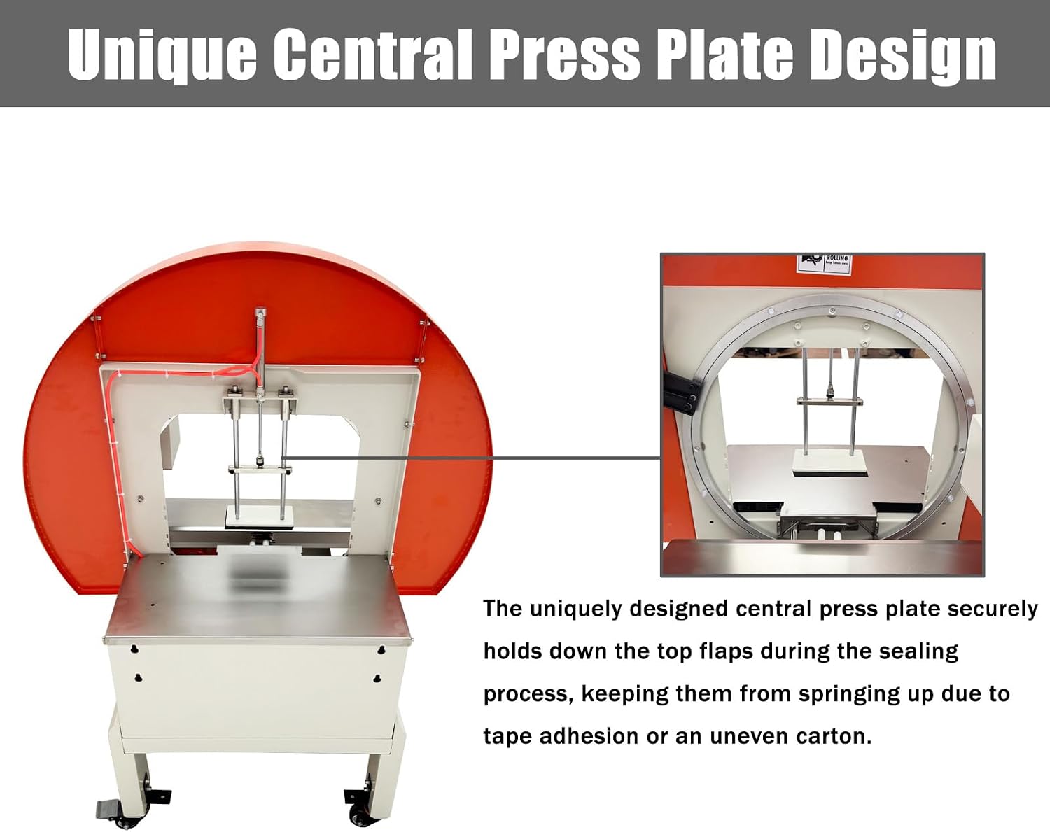 Semi-Automatic Cross Sealing Machine Full-Circle Transparent Tape Carton Sealer for Shipping Packaging 1.77" Tape Width 110V 120W