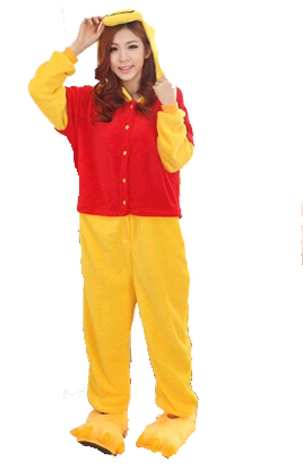 Unisex Adulte Pajamas Winnie l'ourson - Grenouillère en Flanelle Bleu L