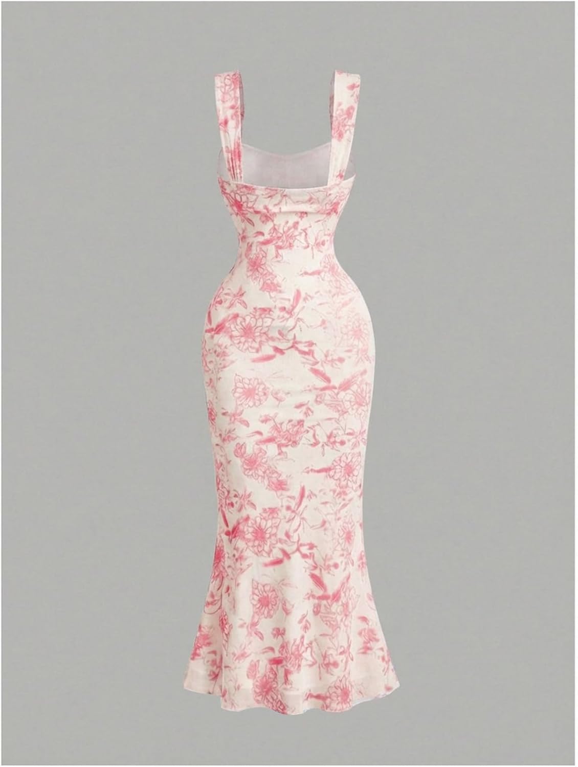 GORGLITTER Women's Floral Summer Wedding Guest Dress Ruched Cocktail Party Bridal Shower Formal Beach Midi Sun Dresses