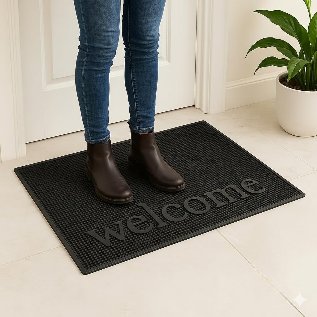 Home Stylish Rectangular Door Mat for Home Entrance, Outdoor Rubber Mat -