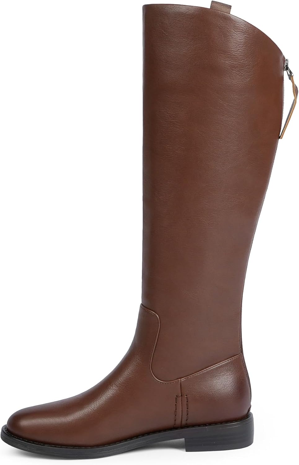 Modatope Knee High Boots Women Rounded Toe Flat Retro Bais Opening Low Chunky Heel Riding Boots - Image 4