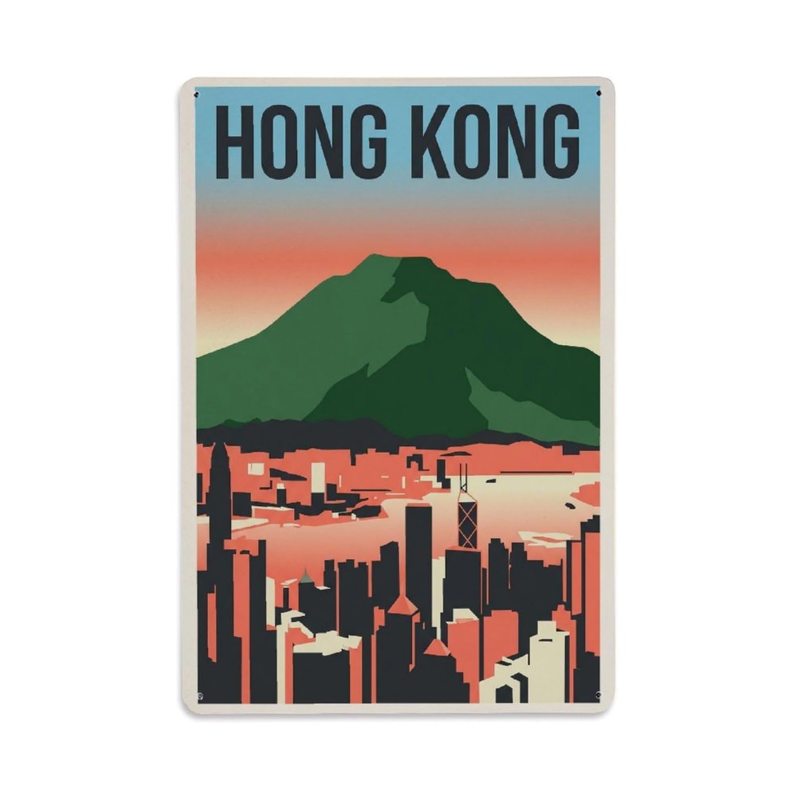 Huiyhb 8X12inch(20X30cm) Vintage Travel Hong Kong Peak Metal Tin Sign