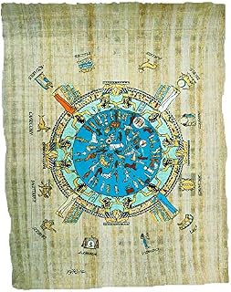Horus Artesanía de Egipto Zodiac of Dendera on papyrus Original Handmade and Hand Painted in Egypt 33x43 cm Ref. 45V-A