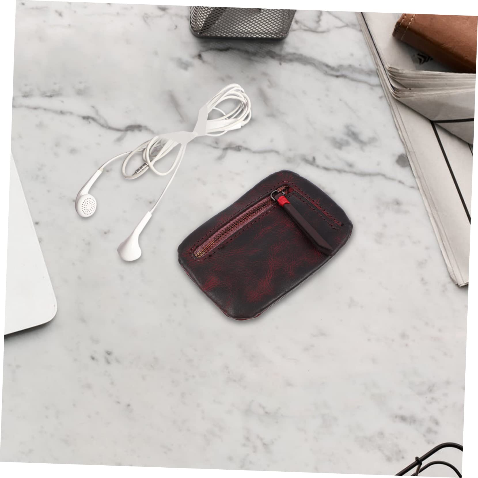 Angoily 3 Piezas bolsa de almacenamiento cargador de celular bolsa organizadora Cargador USB cable telefonico bolsa de cable USB u disco organizador auricular Monedero gerente piel genuina