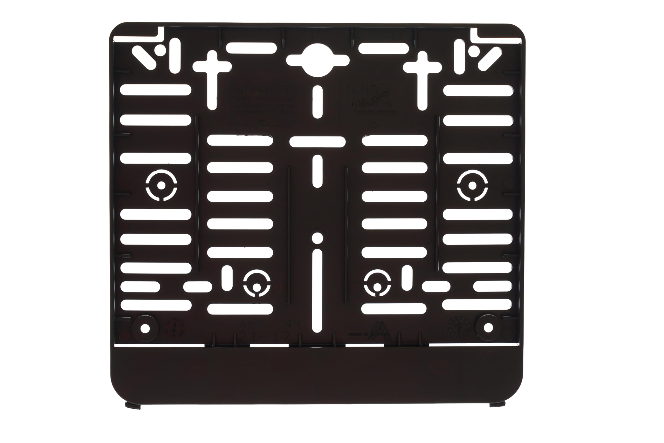 1x Kennzeichenhalter (Für AT Österreich) für Kennzeichen im Format 210 x 170 mm 21 x 17 cm (für Motorrad Roller) (Schwarz (Unlackiert))