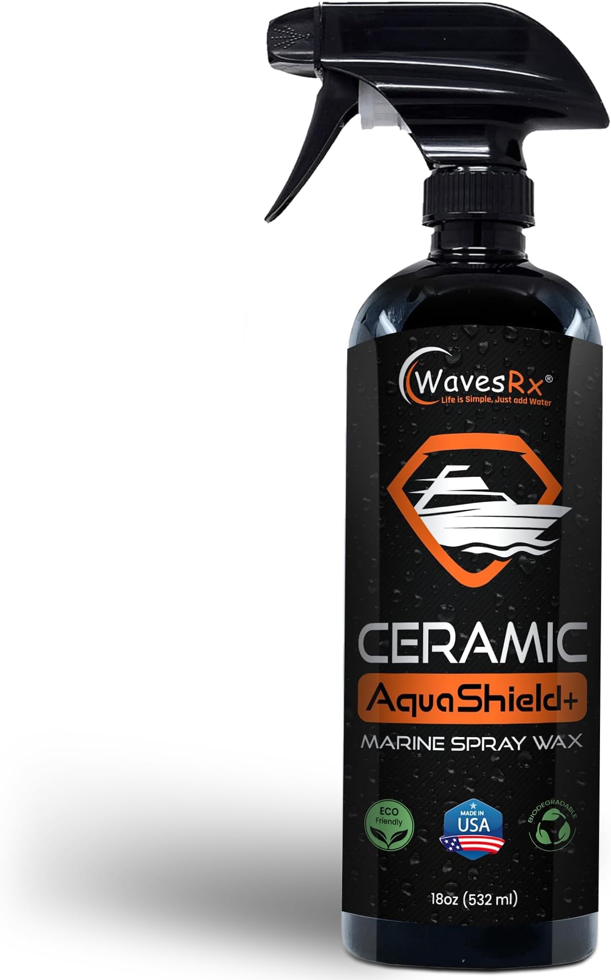 WavesRx High-Performance Ceramic Spray Coating for Boats & Jet Skis (AquaShield+) | Marine Grade SiO2 Sealant Protects from Salt, Contaminants & UV Damage | Fast Wax Silicon Dioxide Hydrophobic Polish
