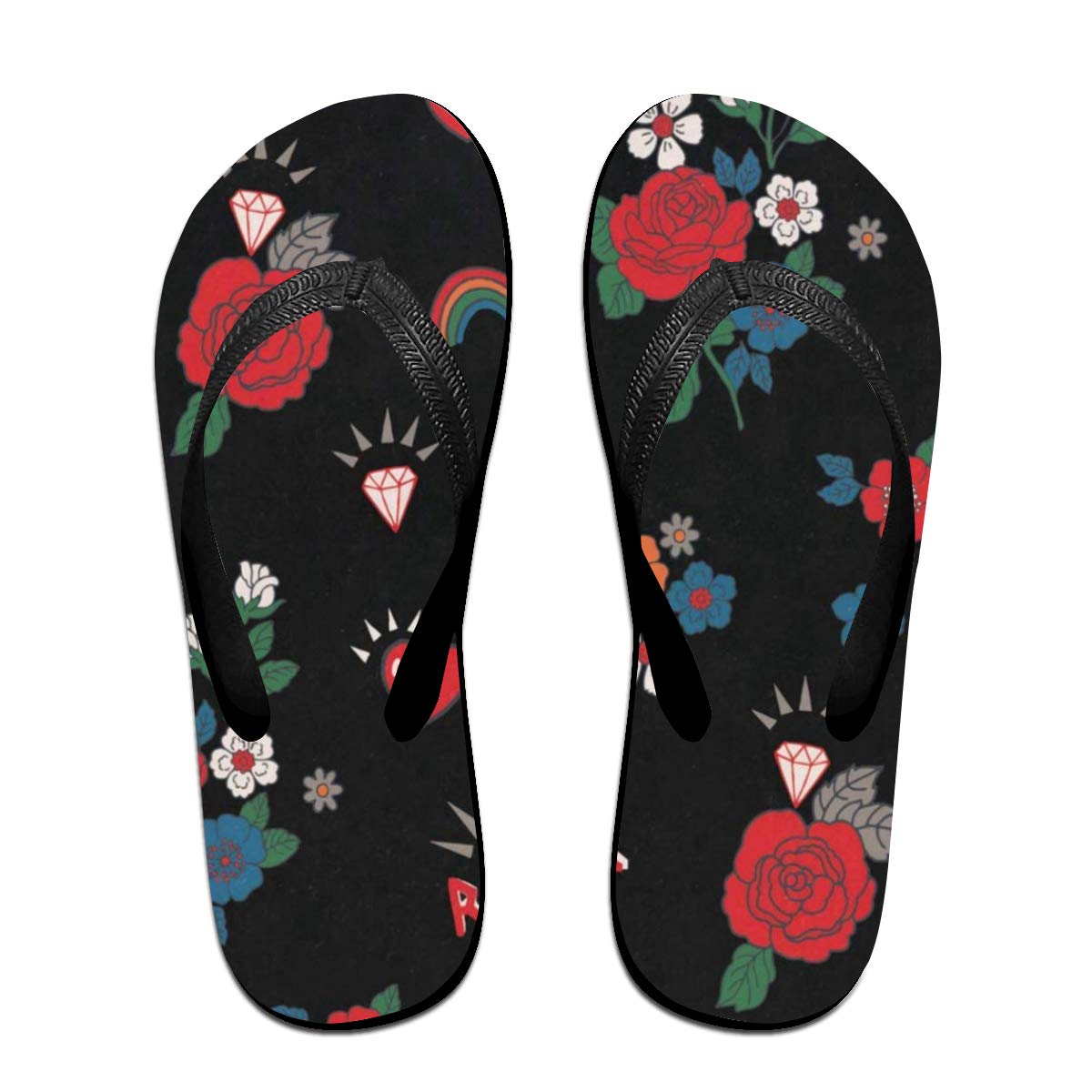 Womens Slippers Santa Clau and Deer Mens Thong Flip Flops Sandals for Adult Unisex Outdoor