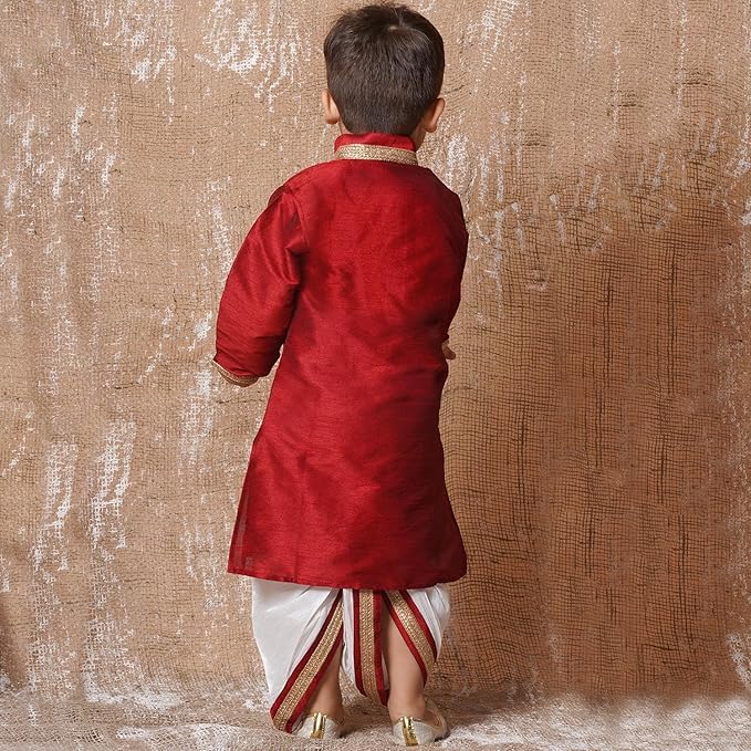 Image of AJ DEZINES Kids Ethnic Wear Pure Cotton Dhoti Kurta Set For Boys