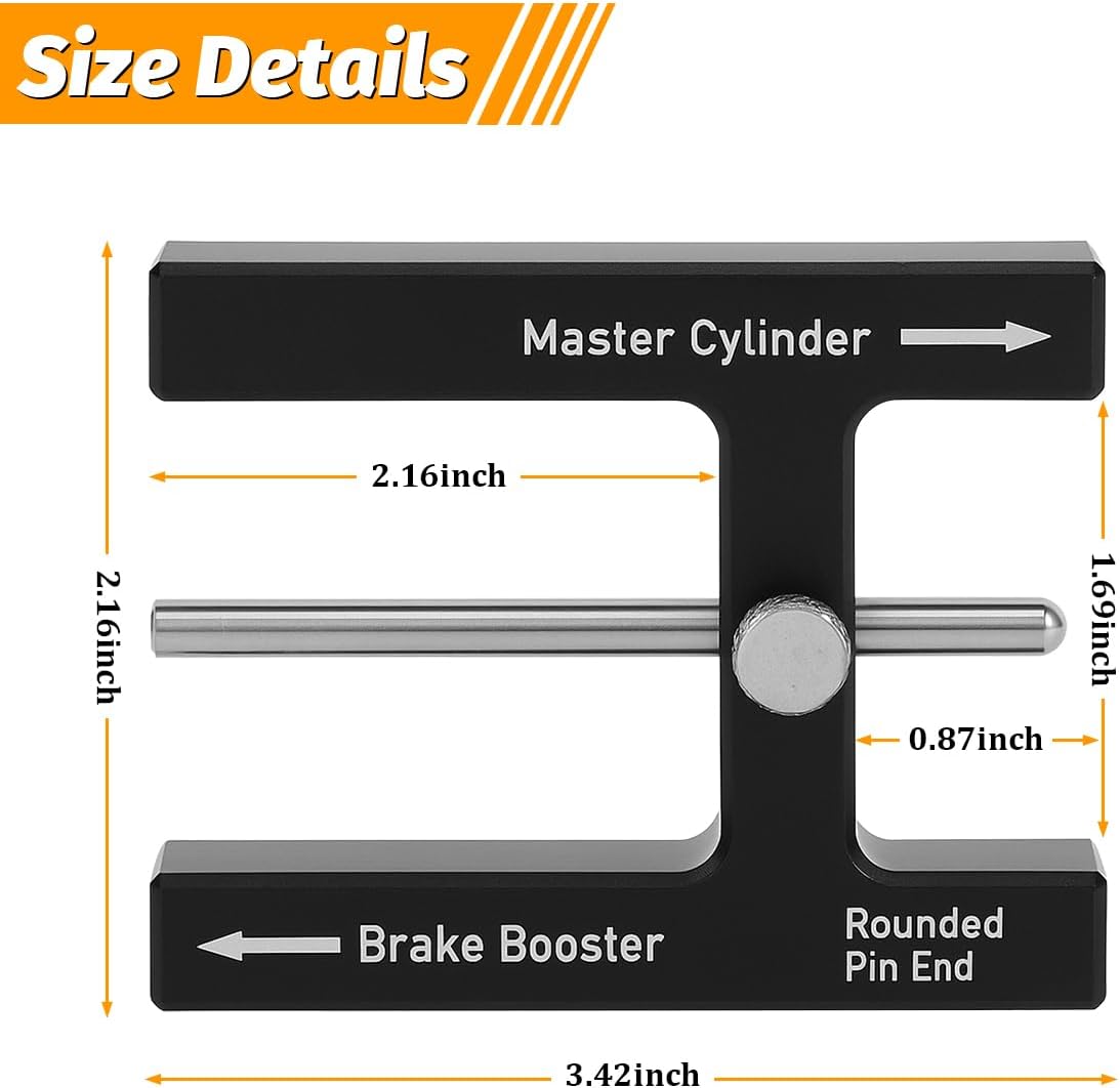 Car Brake Booster Push Rod Adjustment Tool, Vehicle Pedal Push Rod Length Gauge with Magnet, Automotive Master Cylinder Adjustment, Universal for SUV Automobile Truck