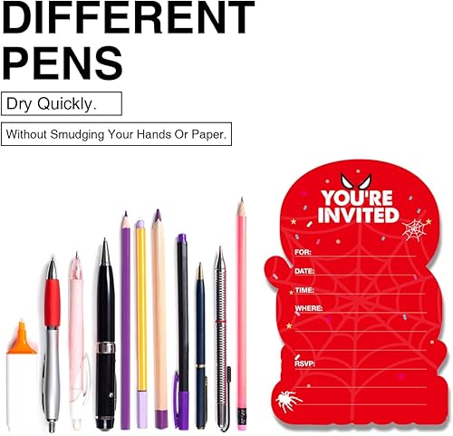 Miniatura 4 de Invitaciones de fiesta de 8 cumpleaños de superhéroes con sobres, 8 años, tarjeta de invitaciones con forma de ocho formas, suministros de