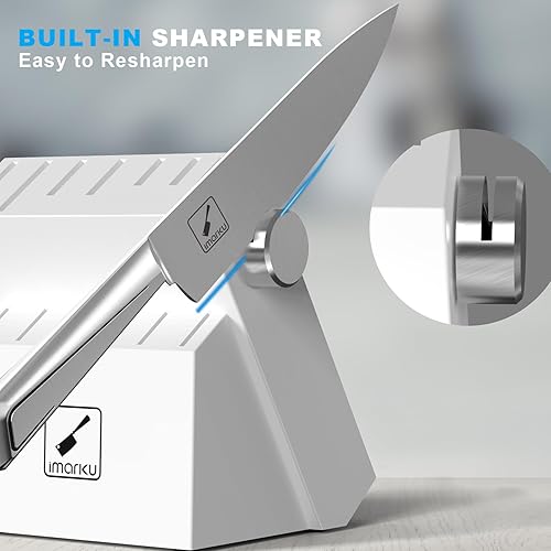 Miniatura 3 de imarku Juego de cuchillos de 14 piezas con bloque, afilador integrado, cuchillos de cocina de acero inoxidable de alto carbono, aptos para