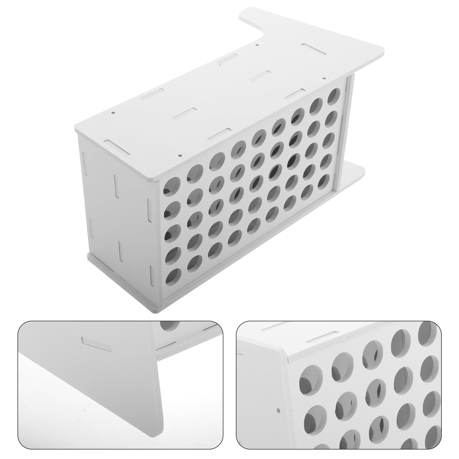 Baluue Organizzatore da Scrivania Multifunzionale in Plastica Bianca 45 Fori e Design Inclinato, Supporto Portapenne Salvaspazio per Ragazzo Ragazza in Asilo e Scuola