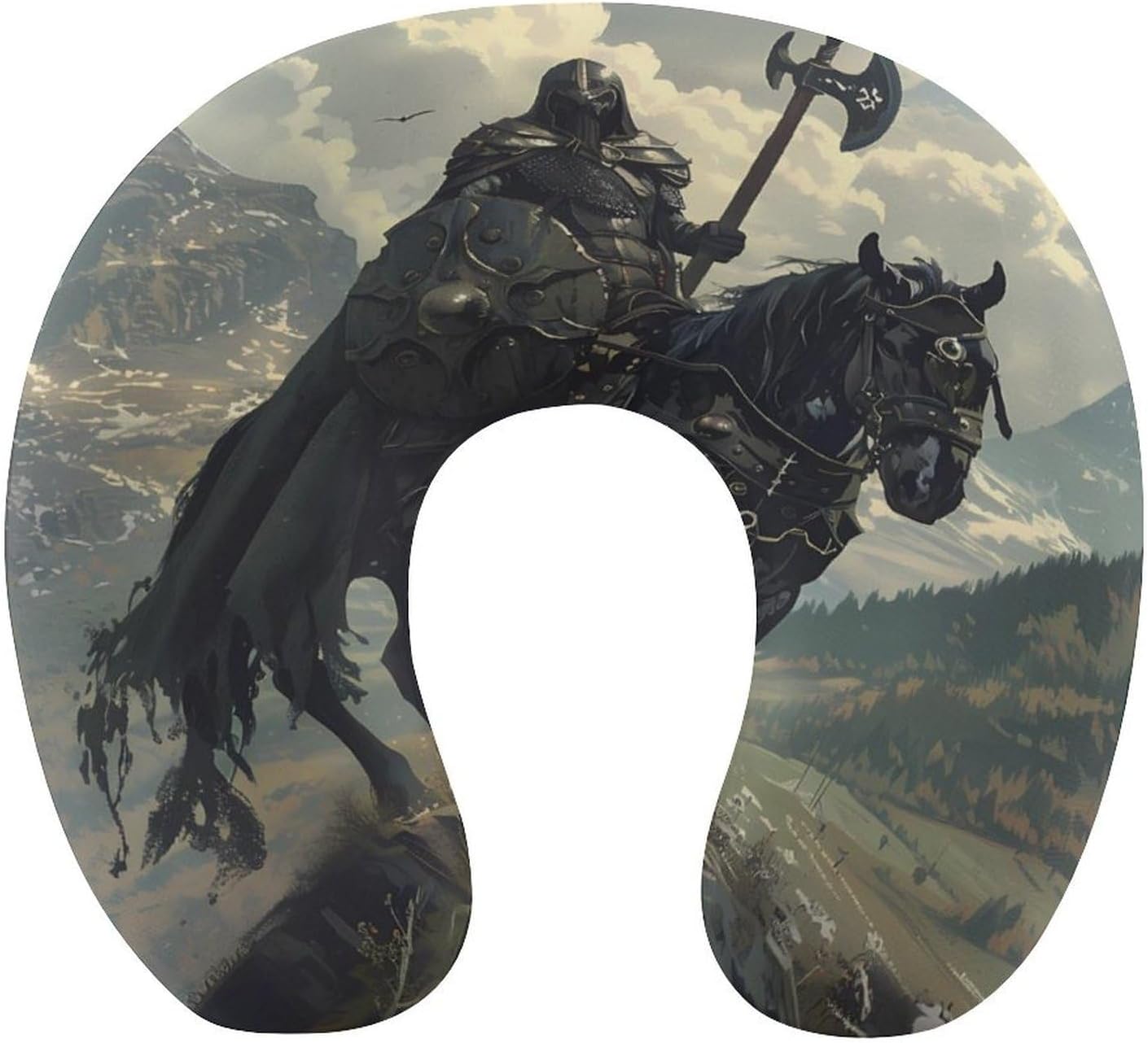 Death Dealer Viking On Horse Travel Pillow U Shape Neck Pillow Washable Pillowcase for Sleeping Chair
