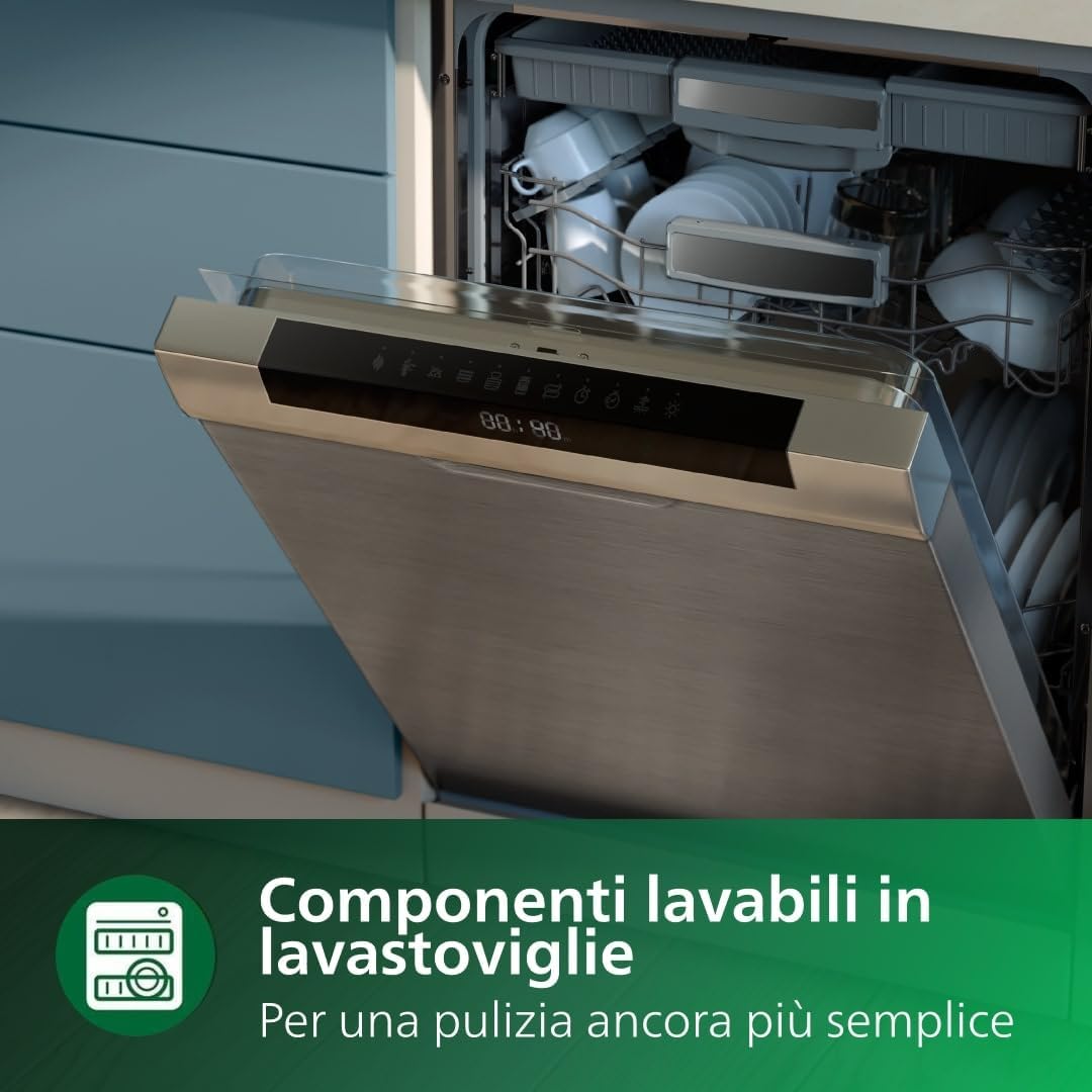 Close-up of Philips Airfryer digital touchscreen with preset cooking programs