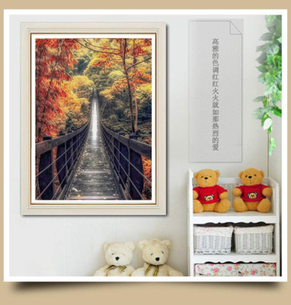 Diamond painting 5D pont suspendu pour créer un tableau zen d'automne dans votre salon