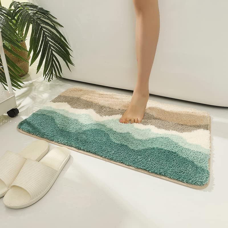 Waves Anti-Slip Microfibre Doormat 40x60 cm | Soft Plush, Quick-Dry, Super Absorbent Floor Mat for Indoor Bathroom, Bedroom, Kitchen, Living Room | Non-Skid Rubber Backing Washable – Pack of 1-image-41
