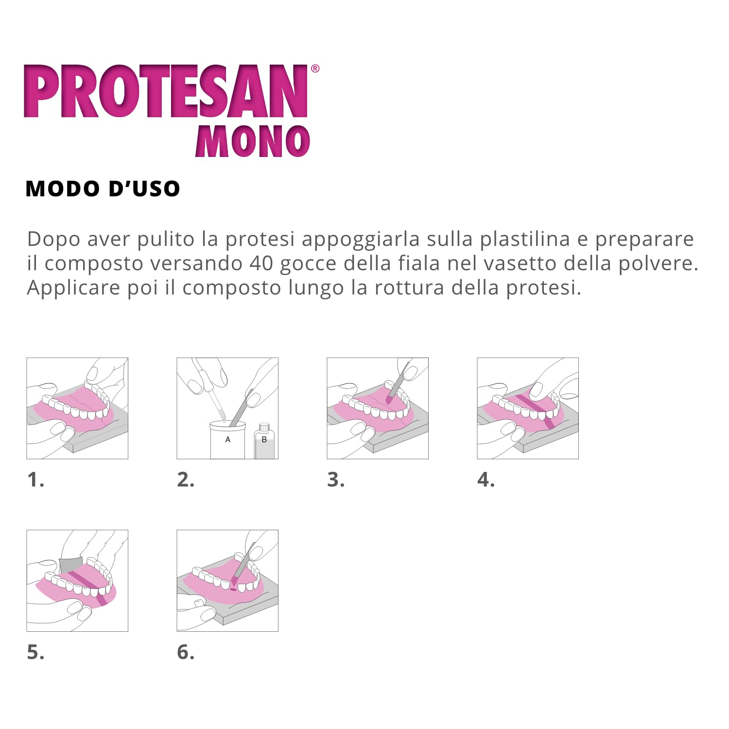 Protesan Mono - Riparatore per Dentiere Spezzate, Incrinate o Che Hanno Perso un Dente