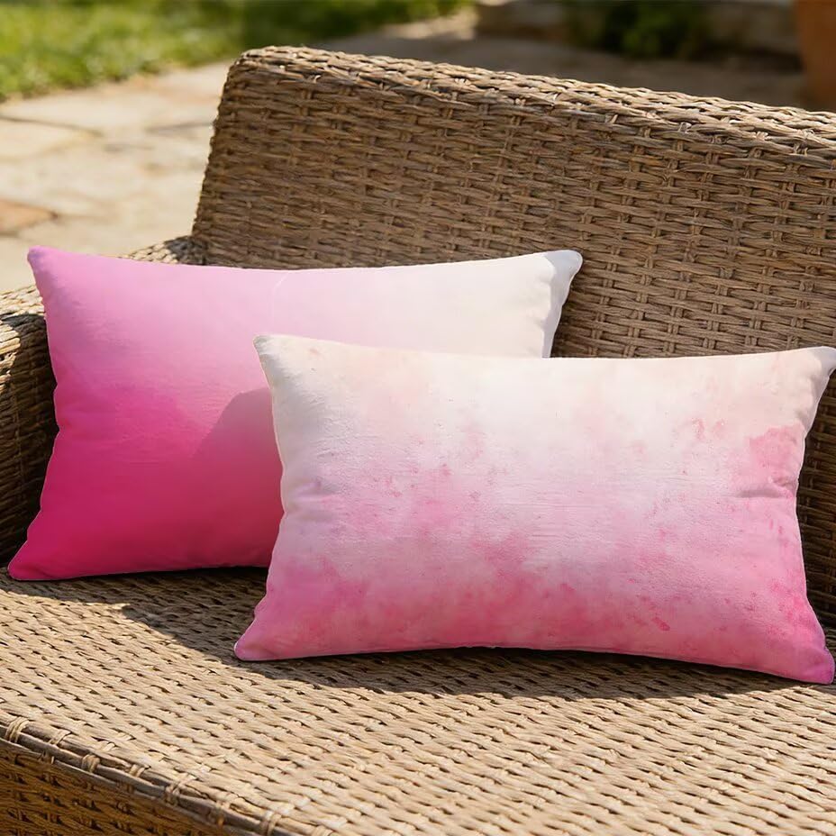 Cojines lumbares exterior rosa para renovar los bancos de jardin de tu terraza