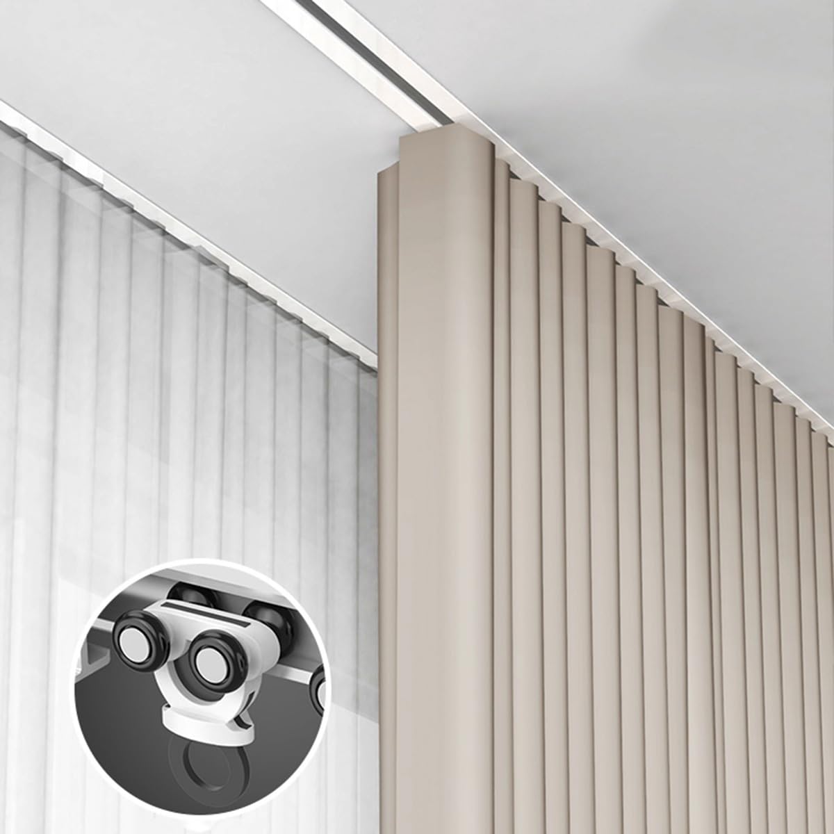 Binari Singoli Per Tende In Alluminio Silence, Set Di Binari Per Soffitto Incassato, Binario Tenda Resistenti Con Rullo, Per Soggiorno, Camera Da Letto(White,130cm/4.3ft)