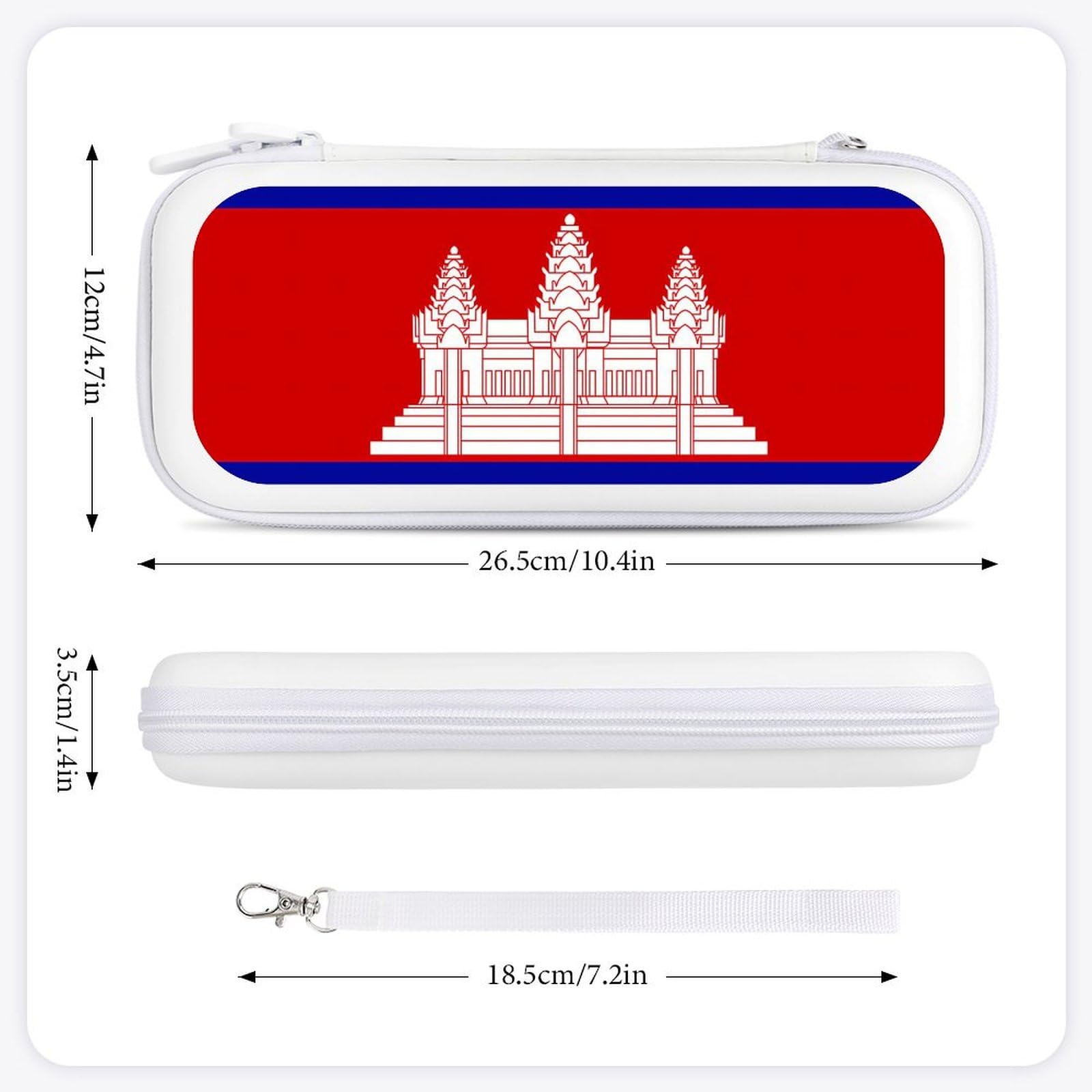 Cambodia Cambodian Flag Compatible with Switch Carrying Case Hard Travel Game Bag Pouch with 15 Games Accessories White-style