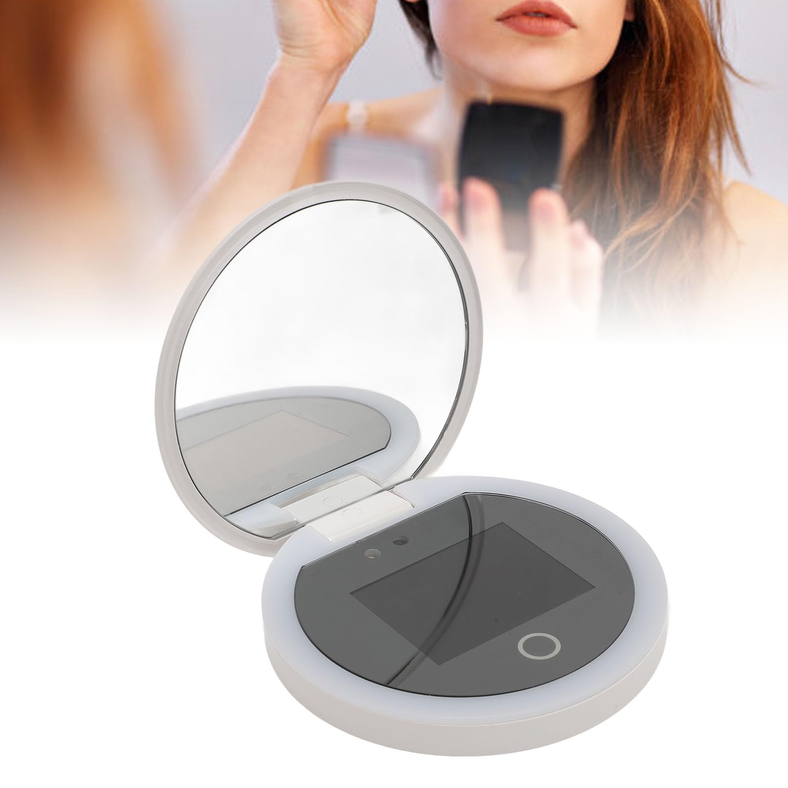 Specchio per Trucco UV Portatile con Ingrandimento 2X con Luci a LED per Applicazione di Trucco, Specchio UV Tascabile Illuminato per Moglie - ABS