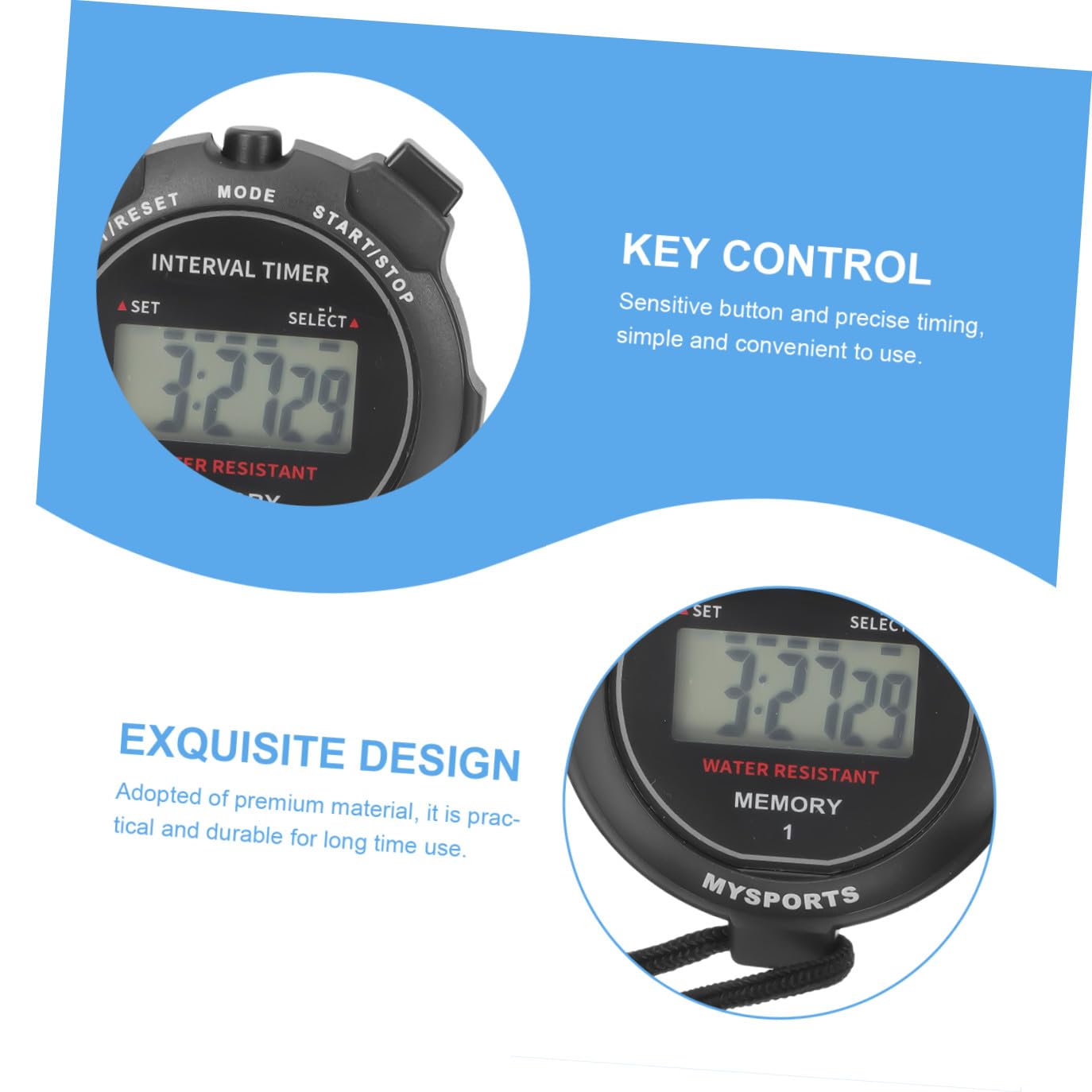 Toyvian 5 Pezzi Timer impermeabile cronometro all'aperto sport portatile corsa fermare gli orologi fermare il timer dell'orologio cronometri Stop Owatch con lettere rosse AbS