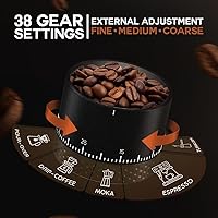 Vista 4 de Burr Coffee Grinder - Portable Espresso Grinder with Stainless Steel Conical Mill for Travel, Camping - Cordless/Rechargeable Electric Coffee Bean