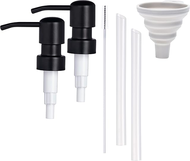 Easy-Tang Durable 304 Rust Proof Stainless Steel Pump Head,Kitchen Soap Dispenser Pump Replacement for Regular Mouth Bottle (Black 2 Pack)