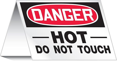 Accuform PAT727 - Señal de advertencia de superficie de aluminio estilo tienda, leyenda "Danger HOT DO NOT Touch", 5 pulgadas de alto x 7 pulgadas