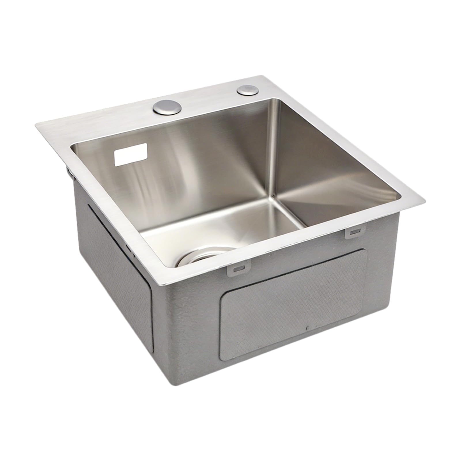Sarlai Fregadero de cocina de acero inoxidable 304 de 35 x 40 x 18,5 cm con rebosadero | Fregadero pequeño de montaje superior con 2 agujeros para grifo, cuenco para cocina, bar, caravana y exteriores