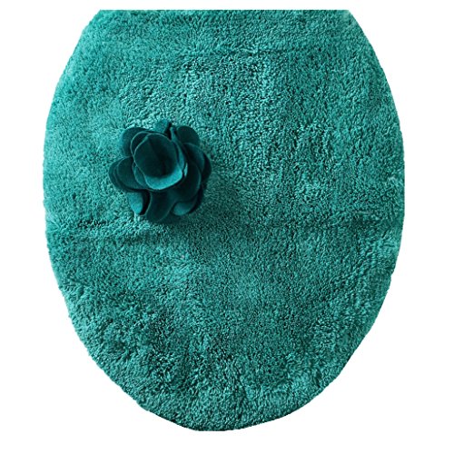 センコー S.D.S ローズ 薔薇モチーフ付き トイレ ふたカバー ピーコックブルー 普通用 72444