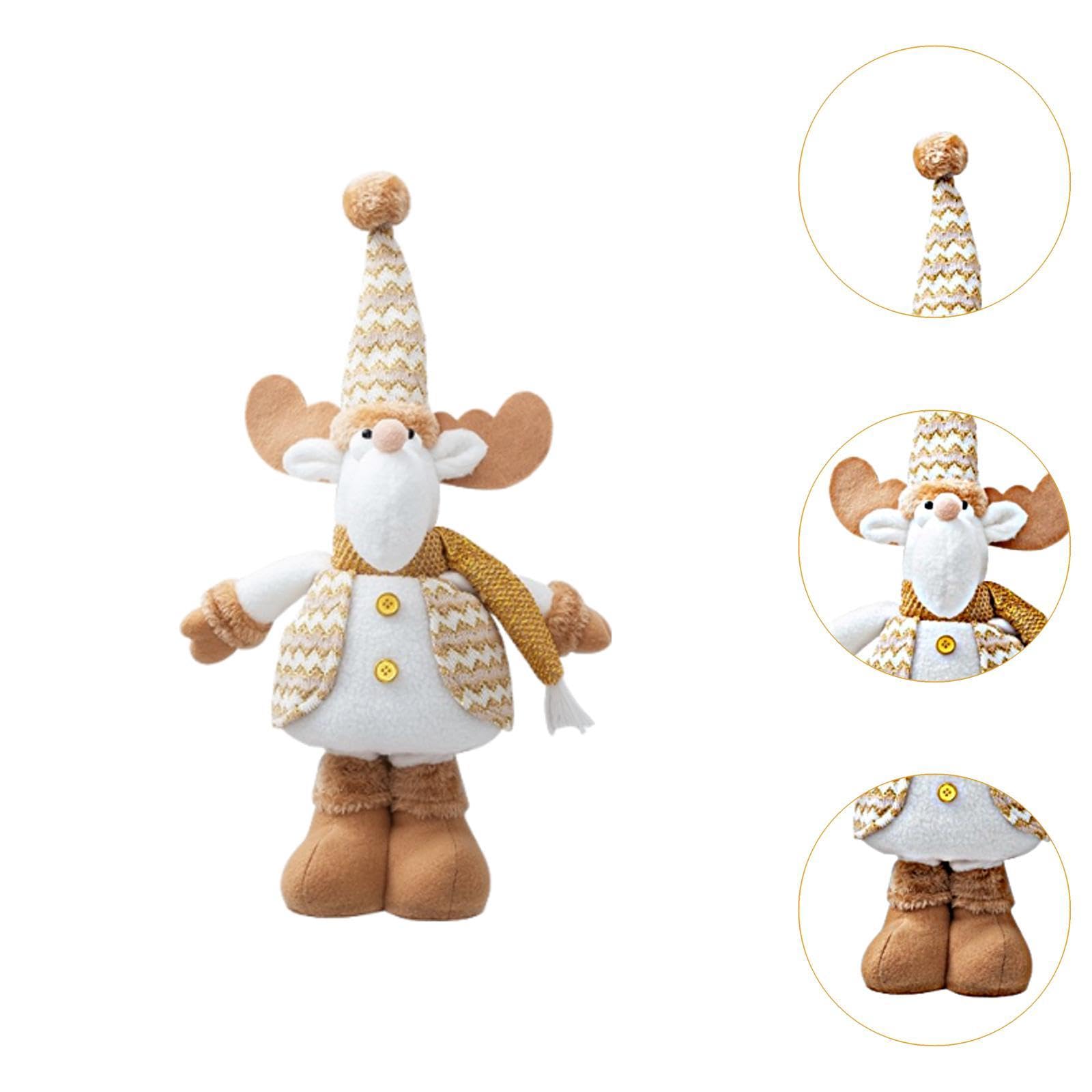 Figura Navideña de Pie con Piernas Ajustables, Adorno Retráctil Y Tela Suave. Característica única: Ideal para Estantes, Y, Alce