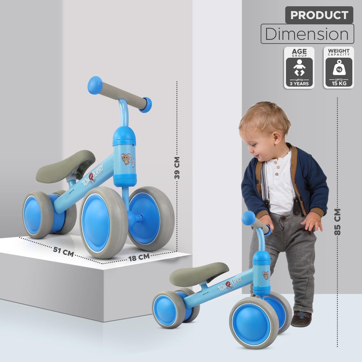 NHR Baby Balance Bike Mini Ride On, Manual Push Bike for 12-36 Months, Sturdy Balance Bike for 1 Year Old, Perfect as First Bike or Birthday Gift (Blue) - Image 3 thumbnail