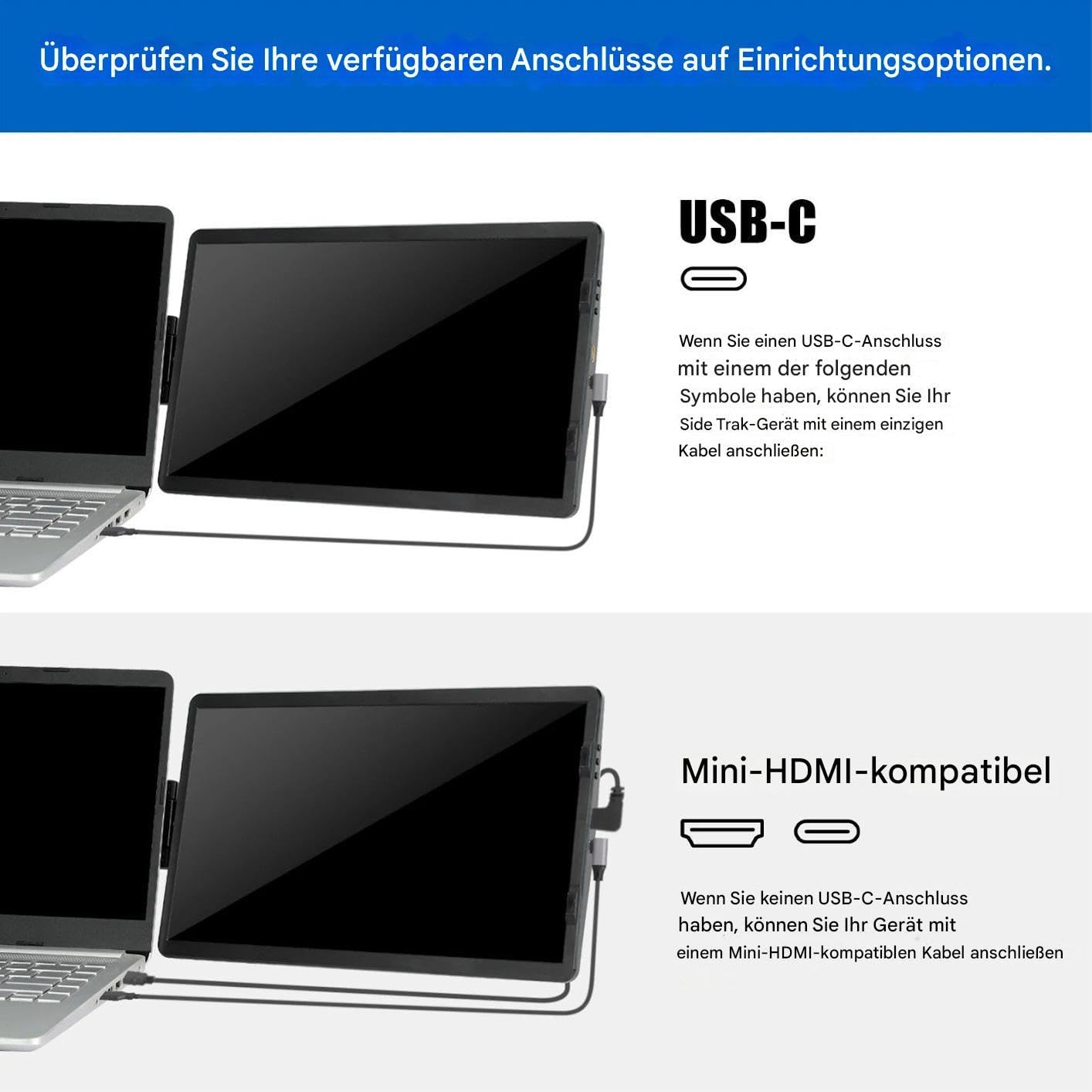 Generisch Estensione dello schermo da 35,8 cm | Monitor esterno per laptop, 1080p, con due porte, per scrivania, casa, programmazione, design, presentazione