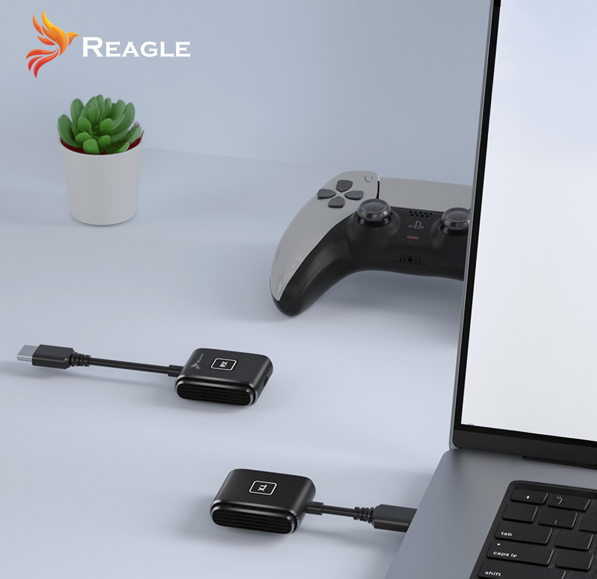Reagle Bezprzewodowy transmiter i odbiornik HDMI Full HD 1080p 60Hz, zasięg 50 m, Plug & Play HDMI bezprzewodowy adapter do telewizora, projektora, laptopa, komputera, nie wymaga Wi-Fi