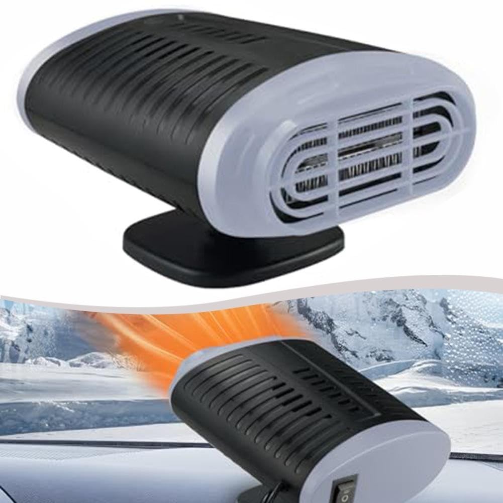 Lecreatekit Chauffage de voiture 12 V, chauffage portable à ajustement à 360 degrés, chauffage de voiture anti-buée avec dégivreur automatique, kit de chauffage d'hiver pour petits véhicules (noir