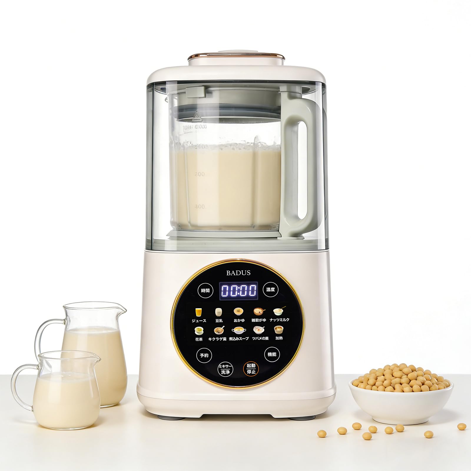 Amazon | BADUS 加熱式ミキサー 豆乳メーカー 豆浆机 1.1L大容量 加熱