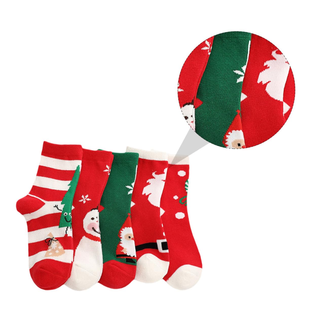 GALPADA 5pares Medias De Navidad Calcetines Infantiles Medianos De Algodón Dibujos Animados Para Calcetines Navideños