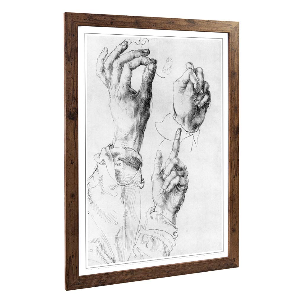 Big Box Art Framed Print of Albrecht Durer Study of Hands Design | Wall Art Picture | Home Decor for Kitchen, Living, Dining Room, Bedroom, Hallway, Office, Walnut, A2 / 24.5x18 Inch / 62x45cm