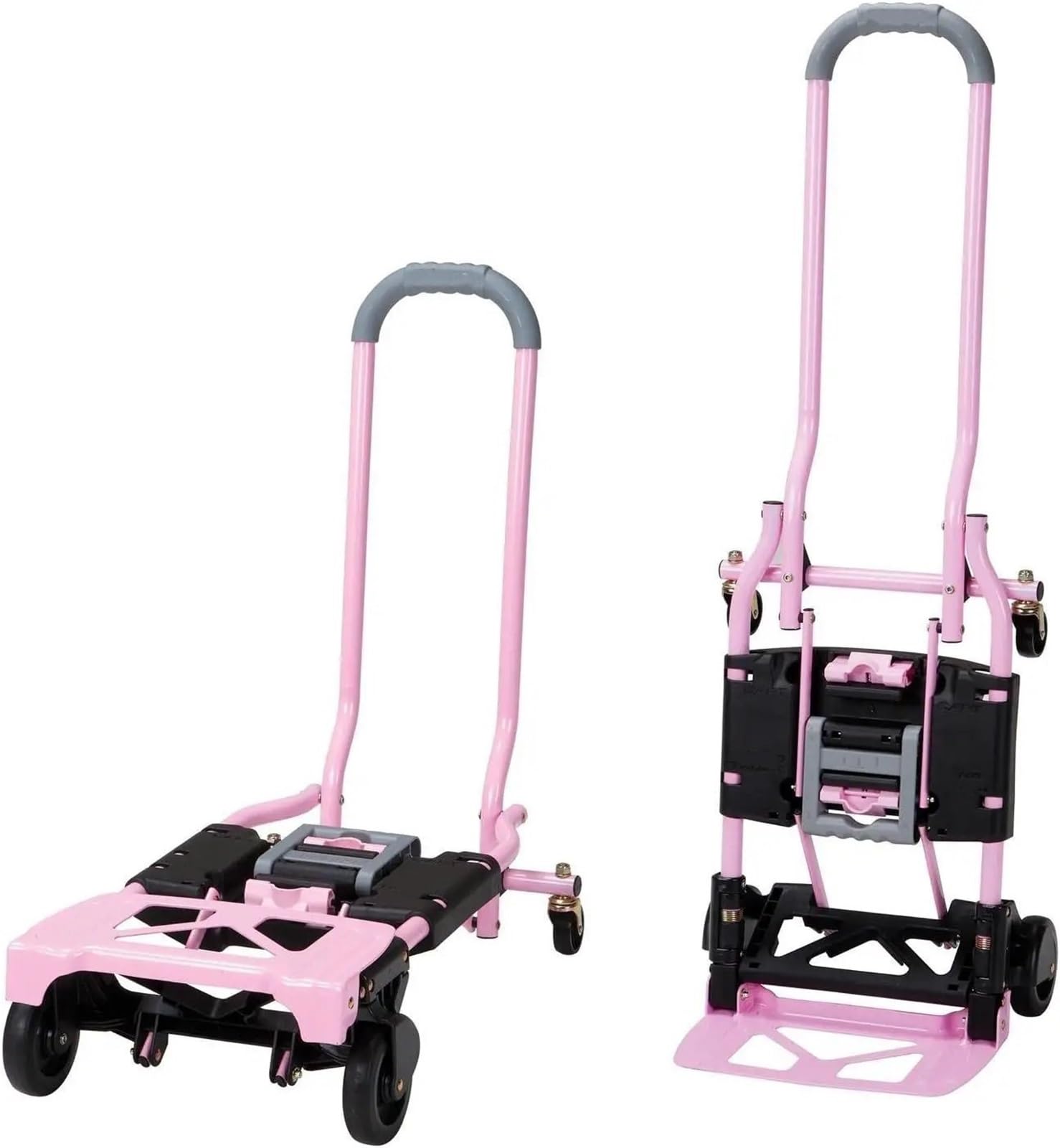 Trolleys Chariots de manutention Diable et Chariot Pliable Multi-Positions, 300 LB. Capacité Poids, Rose