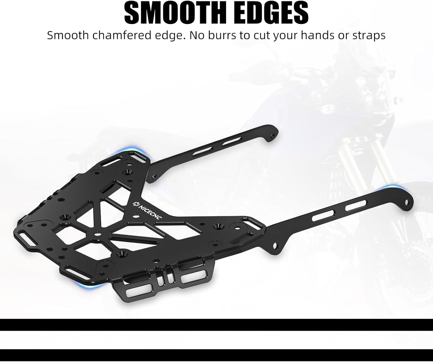 NICECNC Black Motorcycle Rear Luggage Rack Luggage Cargo Rack Compatible with Yamaha Tenere 700/XTZ700 2019-2024, Tenere 700 Rally Edition 2020-2024, 6061 Aluminum, Q235 Steel, Tenere 700 Accessories