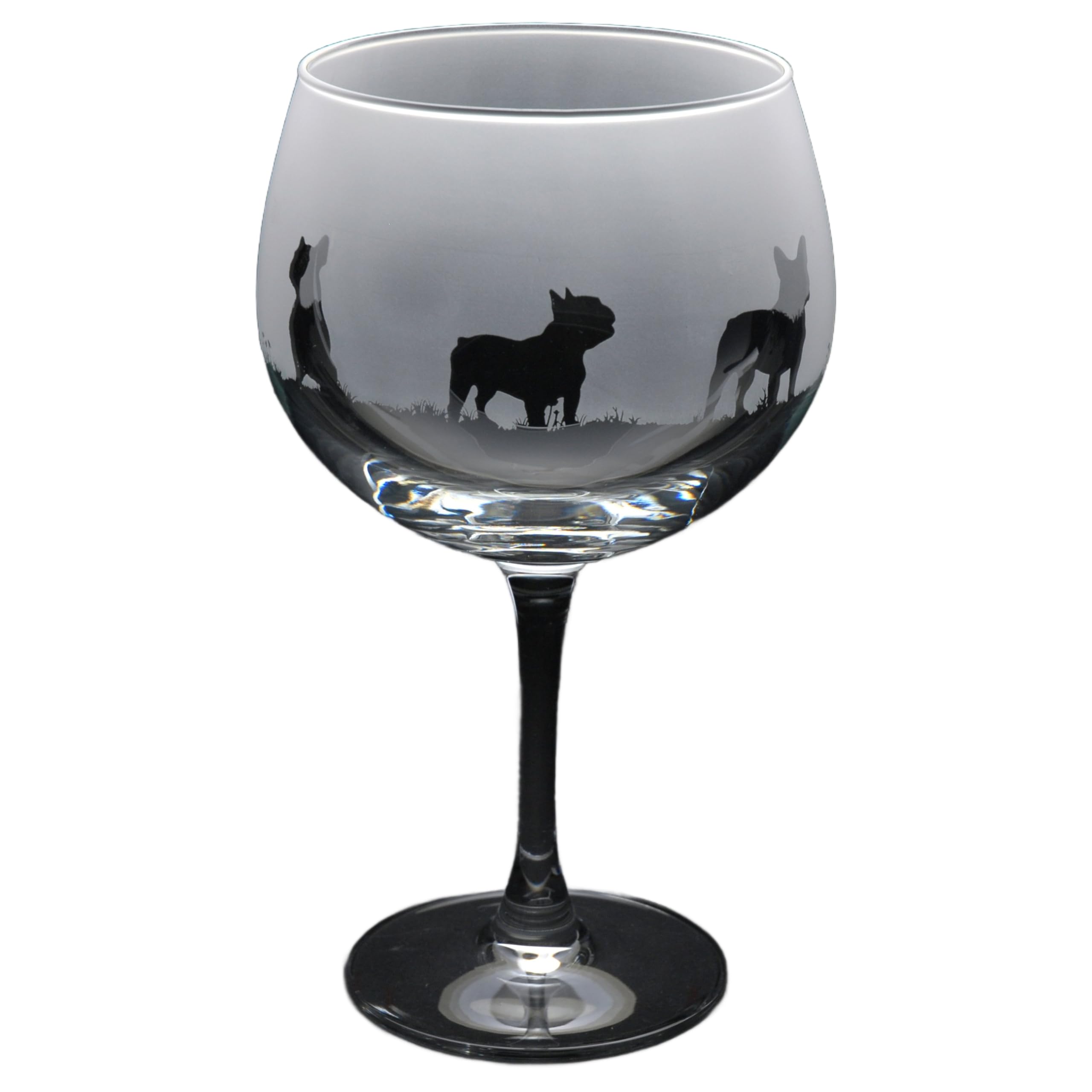 GLYPTIC Glass Art French Bulldog Dog Frieze Hand Etched/Engraved Gin Cocktail Glass โ image 1
