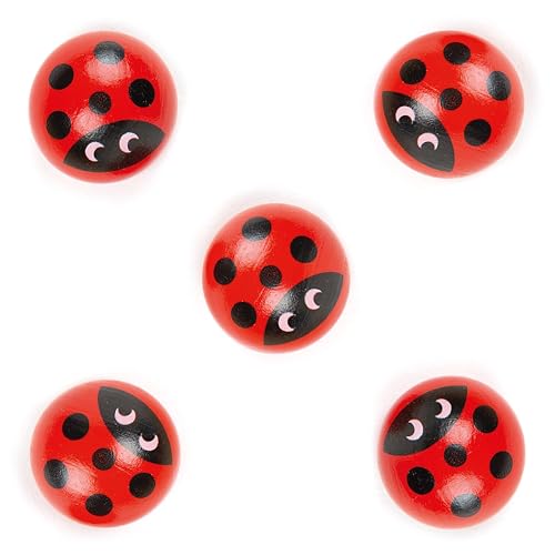 Nene Toys - Set de 5 Piezas de Repuesto de Madera para el Juego de asociación de Mariquita - Mariquitas de Madera Artesanal de Calidad [Ideal para Piezas perdidas]