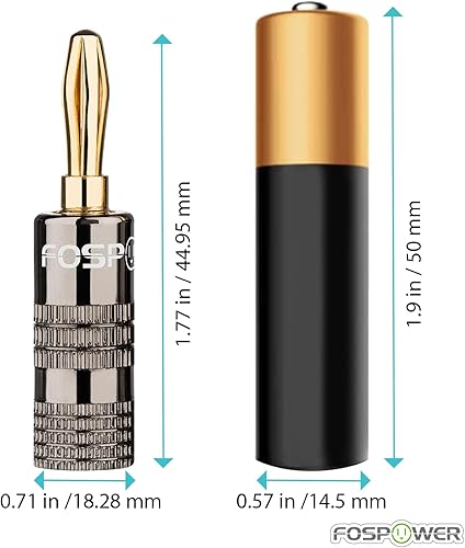 Miniatura 11 de FosPower 2 pares/4 unidades, conectores de enchufe tipo banana chapados en oro de 24 quilates para cable de altavoz, placa de pared, cine en casa