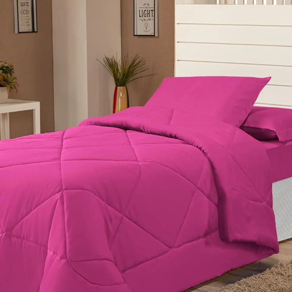 Edredom Avulso Solteiro Coberdrom Cobertor Margarida (Pink)