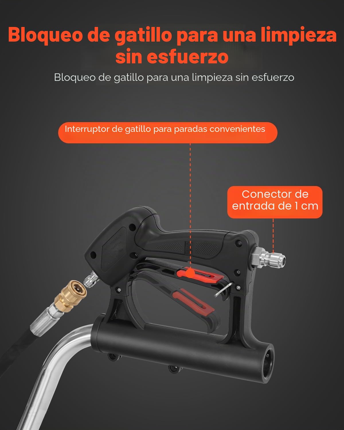 VEVOR Limpiador de Superficies con Hidrolavadora, Acero Inoxidable, 4 Ruedas, Forma Redondo, 27,58 Mpa máx., 2 Boquillas Rociadoras, Mango Doble, para Concreto, Patio, Acera, 558 x 558 x 1500 mm