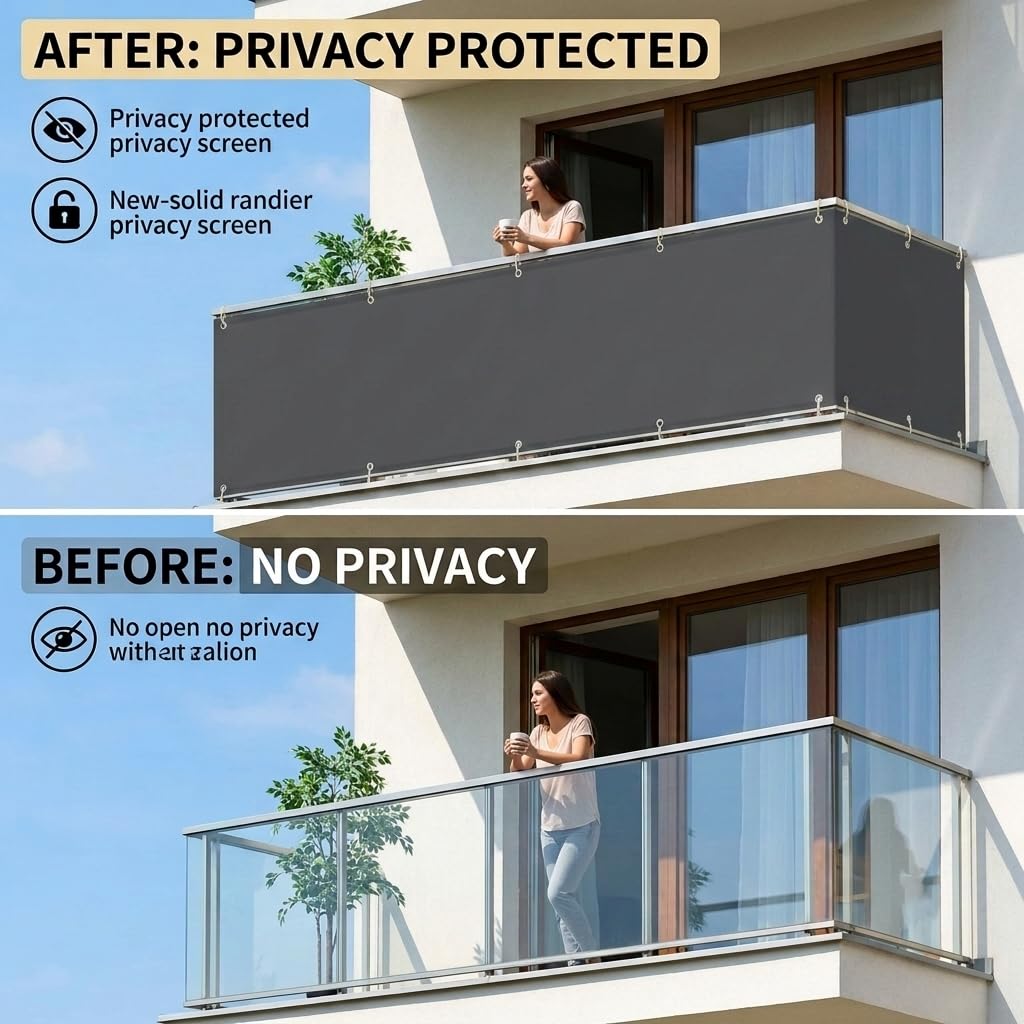 Frangivisto Balcone 0.7x10m | Telo Copri Ringhiera PES 160g/m² Impermeabile | Schermo Privacy Oscurante e Anti-UV con Occhielli | Protezione Vento per Esterno, Antracite