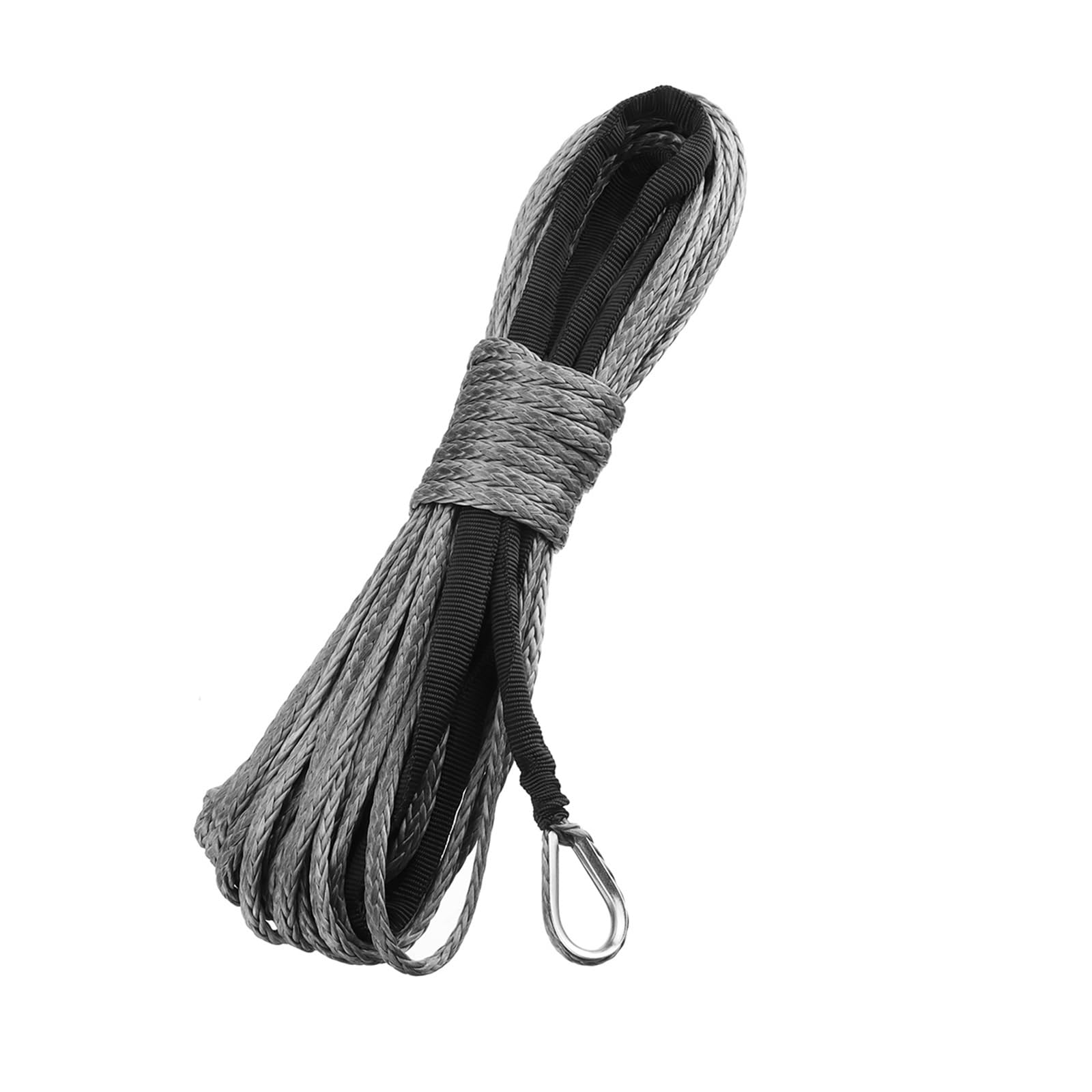 15m Syntetyczna Lina Wyciągarki Kabel Z Osłoną ATV UTV Off-Road Capstan Szara Holownicza Wciągarki Nylonowa Silna Odporność(Gray)