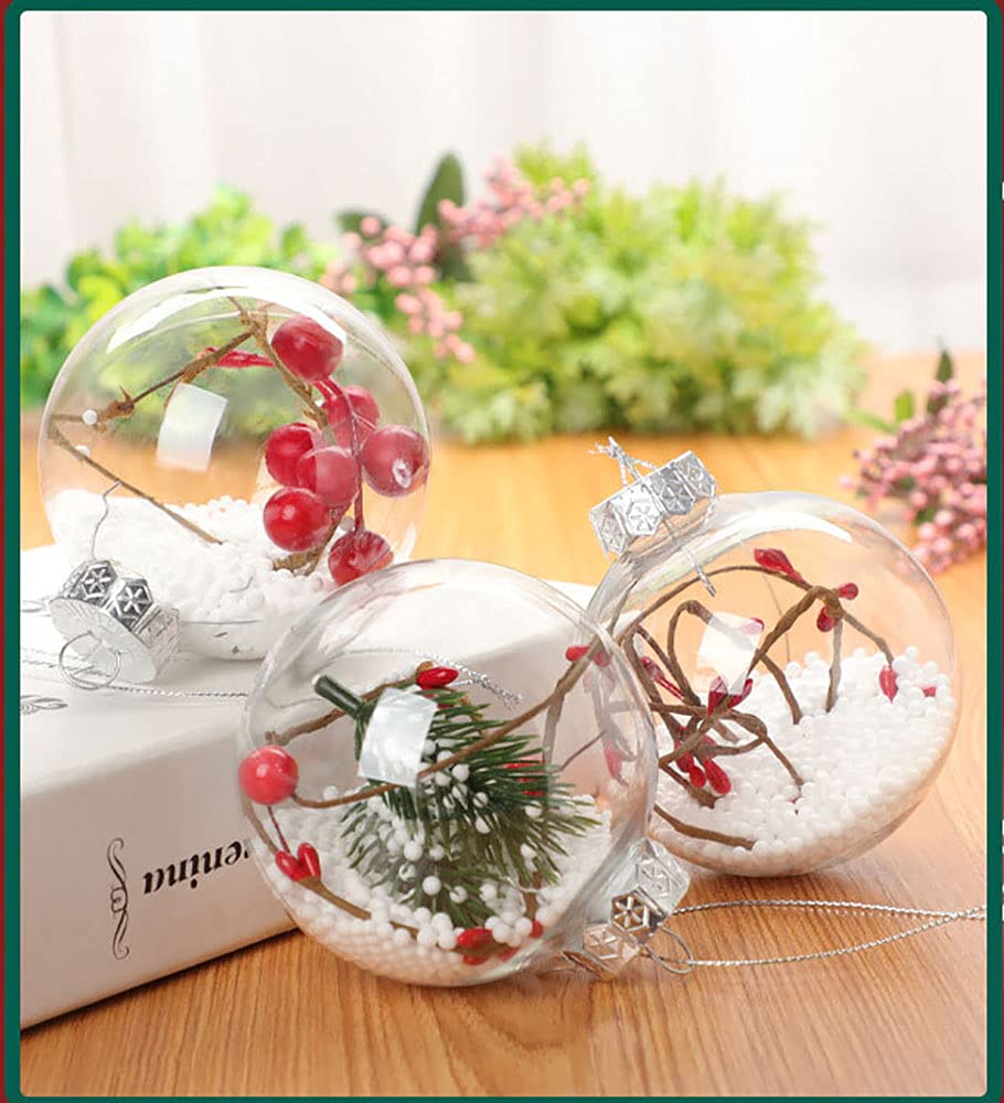 8 pièces Boules suspendues de noël, Boules de Remplissage à Motifs Transparents, Bricolage Transparent Artisanat, décorations de fête à la Maison d'arbre de noël