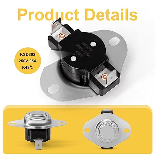 Miniatura 10 de Adviace Interruptor de límite de alta temperatura 80683 para estufas de pellets Breckwell P1000 Big E, P20, P22, Ashley APC4000 y calentador de